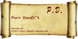 Porr Donát névjegykártya